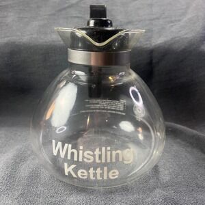 Medelco Cafe Brew Whistling Kettle Schott Duran Glass 12 Cup WK112 Germany Clear